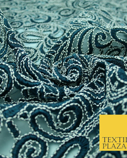 Infinite Paisleys Scalloped Net Lace Bridal Bridesmaid Wedding Dress Fabric