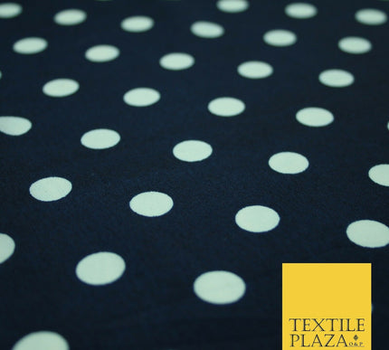 White Black Navy Blue 1cm Spot Polka Dot Silky Polyester Crepe Dress Fabric