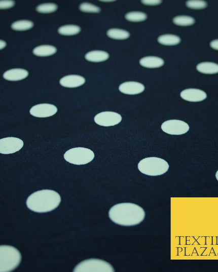 White Black Navy Blue 1cm Spot Polka Dot Silky Polyester Crepe Dress Fabric