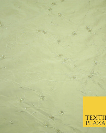 Bridal Bridesmaids Wedding 100% Pure TwoTone Silk Bead Allover Embroidery Fabric