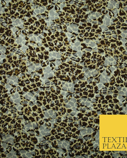 Leopard Cheetah Animal Cat Small Print Net Lace Dress Fabric Sari Sexy Lingerie