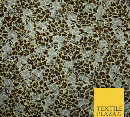 Leopard Cheetah Animal Cat Small Print Net Lace Dress Fabric Sari Sexy Lingerie