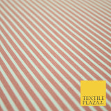 Denim Blue White Dusty Pink Striped Pinstripe Lines Polyester Crepe Dress Fabric