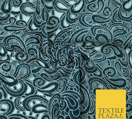 Infinite Paisleys Scalloped Net Lace Bridal Bridesmaid Wedding Dress Fabric