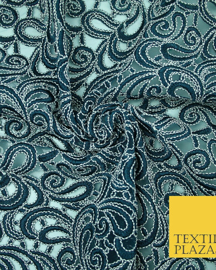 Infinite Paisleys Scalloped Net Lace Bridal Bridesmaid Wedding Dress Fabric