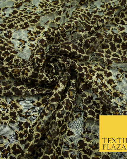 Leopard Cheetah Animal Cat Small Print Net Lace Dress Fabric Sari Sexy Lingerie