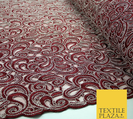 Infinite Paisleys Scalloped Net Lace Bridal Bridesmaid Wedding Dress Fabric