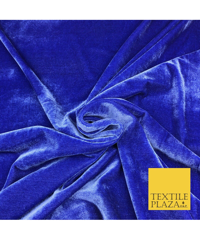 Royal Blue Soft Plain Velvet Fabric Material - 58" - Dress More Colours P1032