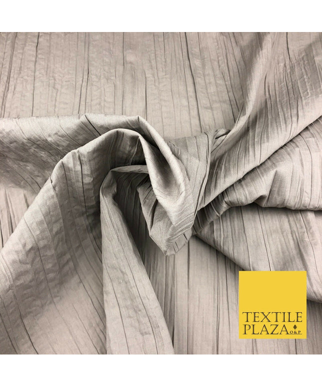 STONE Creased Crinkle Cotton Fabric Material - Crushed Craft Dress 55" 923