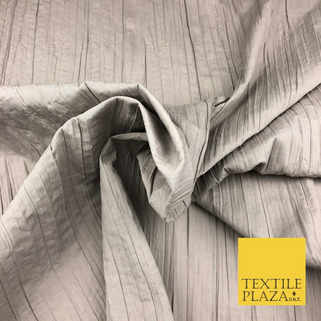 STONE Creased Crinkle Cotton Fabric Material - Crushed Craft Dress 55" 923