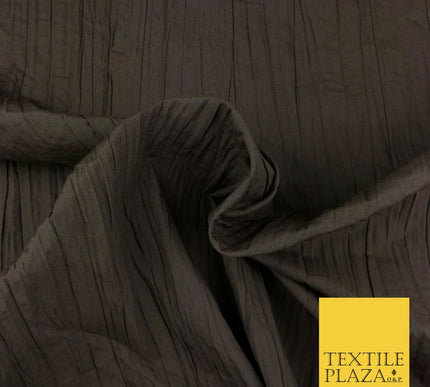CHOCOLATE Creased Crinkle Cotton Fabric Material - Crushed Craft Dress 55" 922