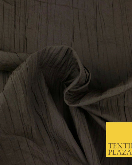 CHOCOLATE Creased Crinkle Cotton Fabric Material - Crushed Craft Dress 55" 922
