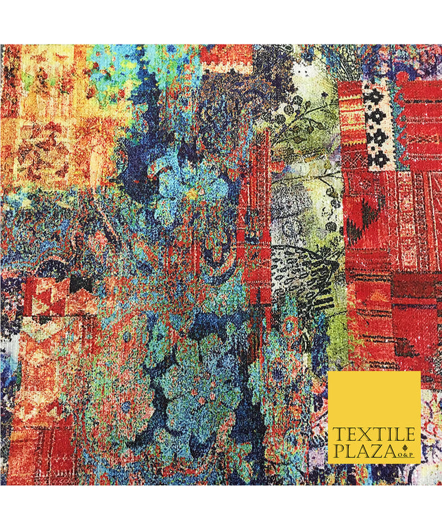 PREMIUM Digital Print Art Traditional All Over Sequin Fabric - Party Dress - 44"