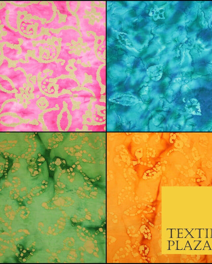 BATIK Tie Dye Bright Colours 100% Cotton Lawn Paisley Print Fashion Fabric Craft