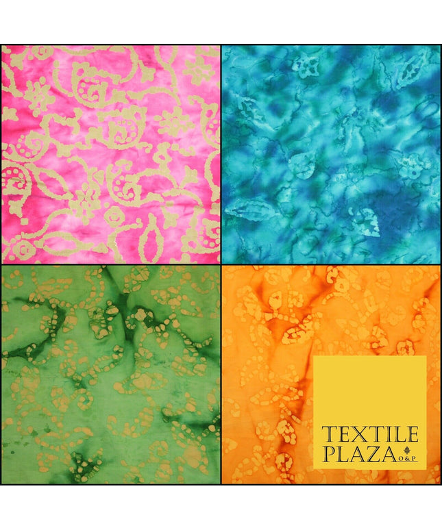 BATIK Tie Dye Bright Colours 100% Cotton Lawn Paisley Print Fashion Fabric Craft
