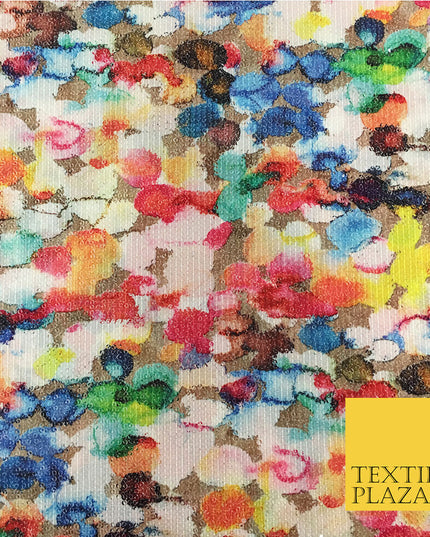 PREMIUM Digital Print Art Flower Petal All Over Sequin Fabric - Party Dress -44"