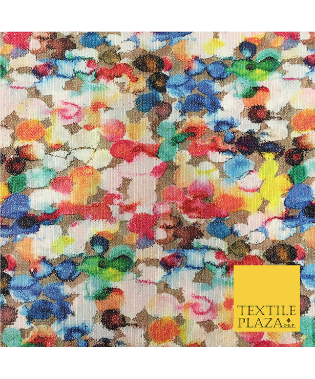 PREMIUM Digital Print Art Flower Petal All Over Sequin Fabric - Party Dress -44"