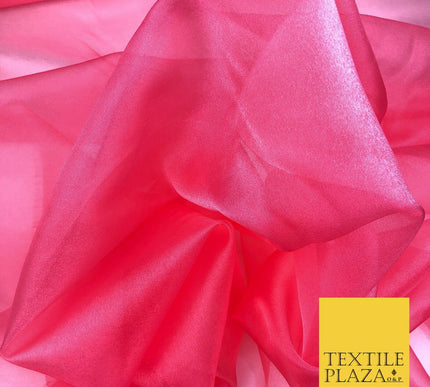 CANDY PINK SALMON Crystal Organza Bridal Wedding Dance Dress Veil Fabric B1021