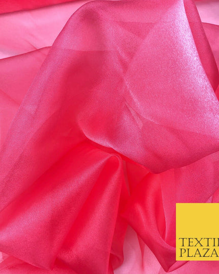 CANDY PINK SALMON Crystal Organza Bridal Wedding Dance Dress Veil Fabric B1021