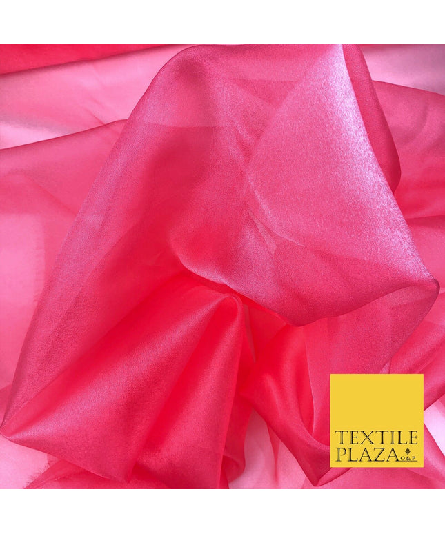 CANDY PINK SALMON Crystal Organza Bridal Wedding Dance Dress Veil Fabric B1021