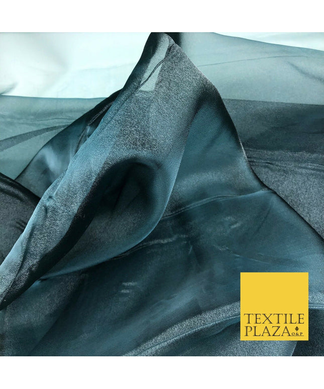 BLACK AQUA TINT Crystal Organza Bridal Wedding Dance Dress Veil Fabric B1017