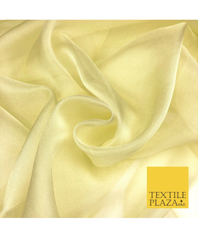 LIGHT LEMON CREAM Crystal Organza Bridal Wedding Dance Dress Veil Fabric B1016