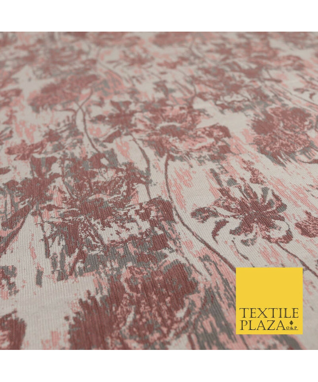 PINK GREY Luxury Rainstorm Textured Brocade Jacquard Dress Fabric 1674