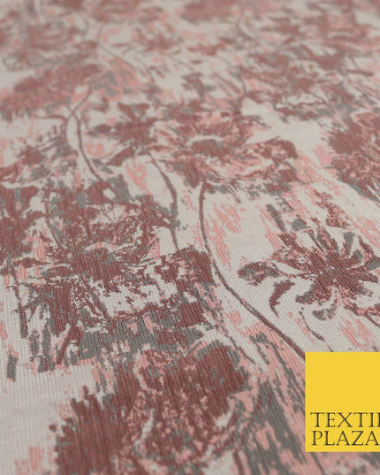PINK GREY Luxury Rainstorm Textured Brocade Jacquard Dress Fabric 1674