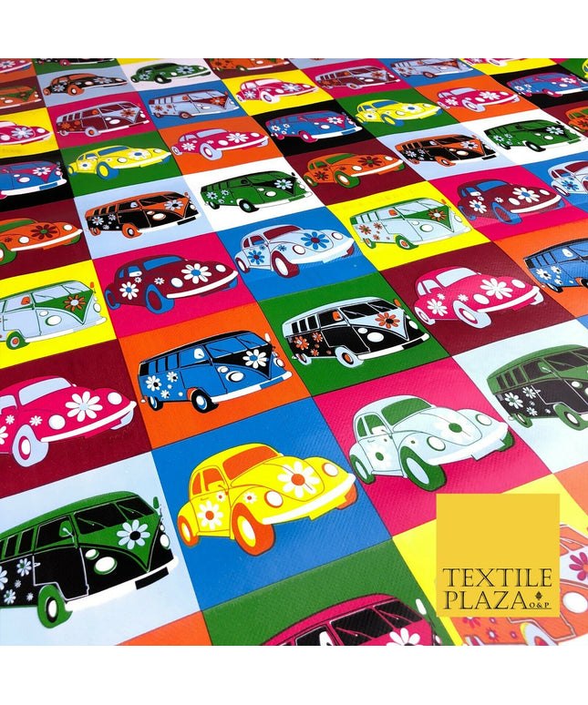 Vintage VW Beetle Colourful Retro PVC VINYL Tablecloth Oilcloth Wipe Clean 1261