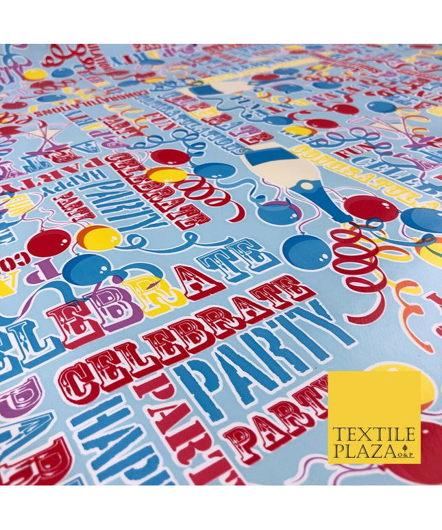 BLUE Party Celebration Balloons PVC VINYL Tablecloth Oilcloth Wipe Clean 1262