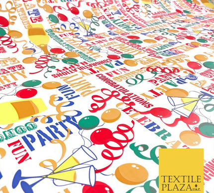 WHITE Party Celebration Balloons PVC VINYL Tablecloth Oilcloth Wipe Clean 1263