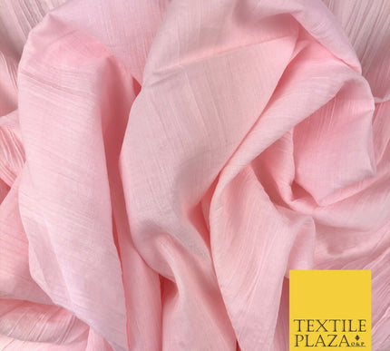 PINK Creased Crinkle Cotton Fabric Material - Crushed Craft Dress 55" 1270