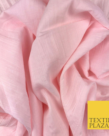 PINK Creased Crinkle Cotton Fabric Material - Crushed Craft Dress 55" 1270