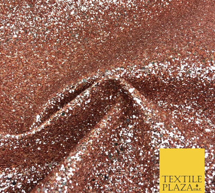 ROSE Luxury Chunky Glitter Encrusted Shimmer Canvas Fabric Heavy Backdrop 1456