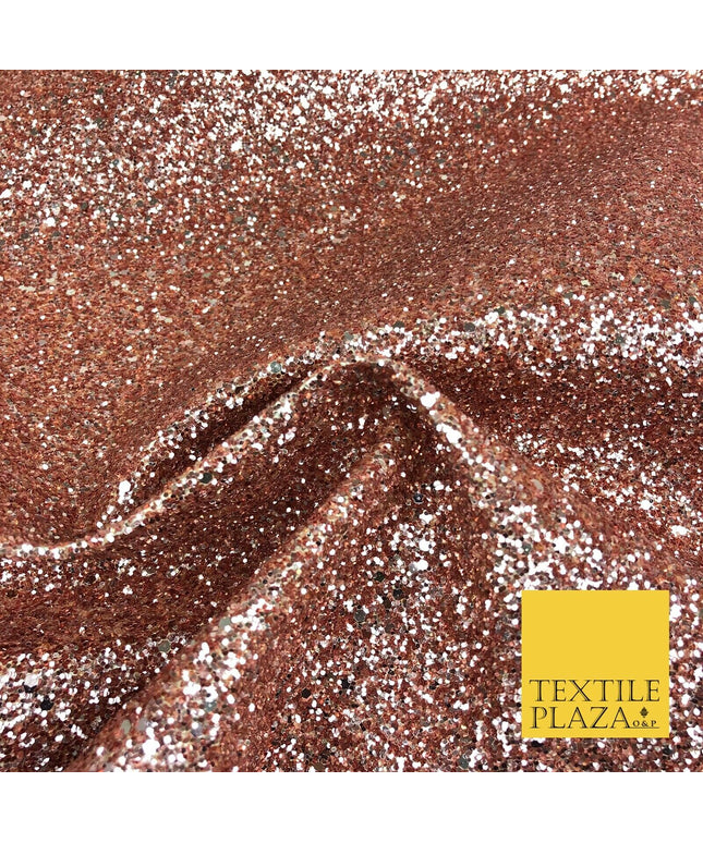 ROSE Luxury Chunky Glitter Encrusted Shimmer Canvas Fabric Heavy Backdrop 1456