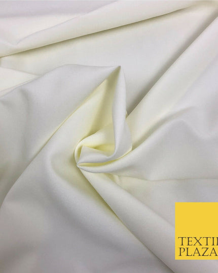 Cream Premium Plain Bi-Stretch Fabric Material - Uniform Suit Trousers 58" SA207
