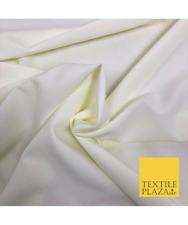 Cream Premium Plain Bi-Stretch Fabric Material - Uniform Suit Trousers 58" SA207