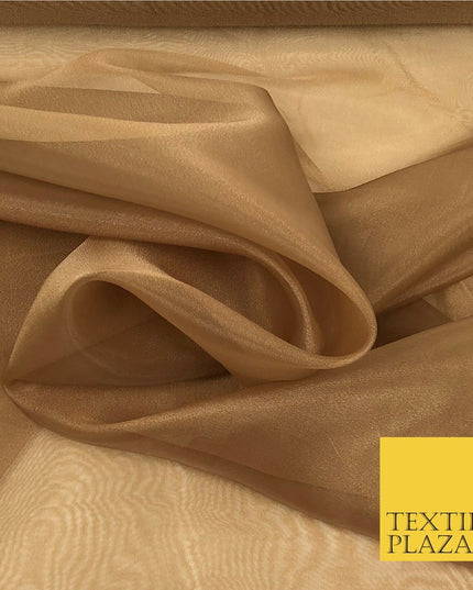 Dark Gold Premium Plain Tissue Organza Fabric - Dress Wedding Flowy Party QA205
