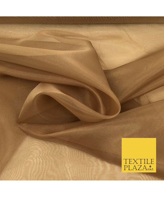 Dark Gold Premium Plain Tissue Organza Fabric - Dress Wedding Flowy Party QA205