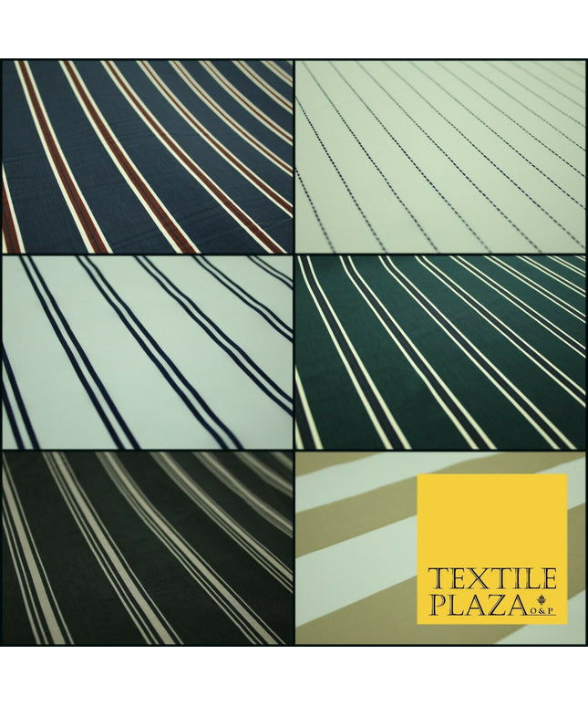 Various Striped Lines Stripe Linear Bar Printed Crepe Polyester Dress Fabric 58"