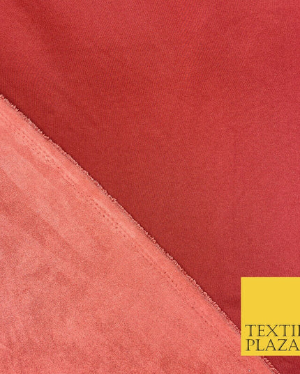 BRICK RED Luxury Smooth Suede Backed Neoprene Fabric Material Scuba 150cm 1657