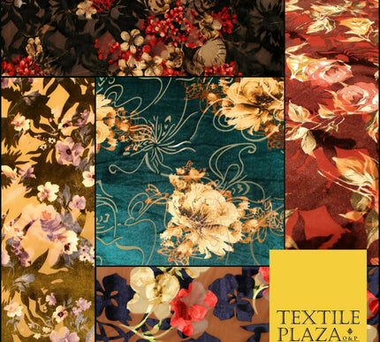 Floral Clusters Artsy Peony Pansy Flower Print Velvet Devore Burnout Net Fabric