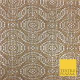 BEIGE GOLD With Foil Stretch Lace - Party Fabric Dress Fashion Material - 2312