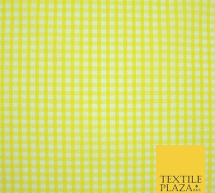 Bright Yellow Gingham Square Check POLY COTTON Dress Craft Fabric Summer 2802