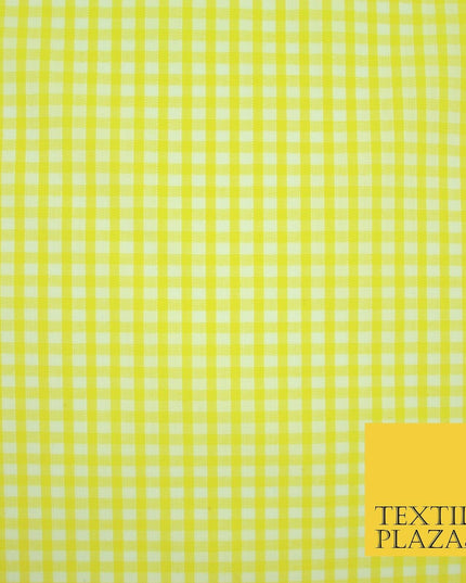 Bright Yellow Gingham Square Check POLY COTTON Dress Craft Fabric Summer 2802