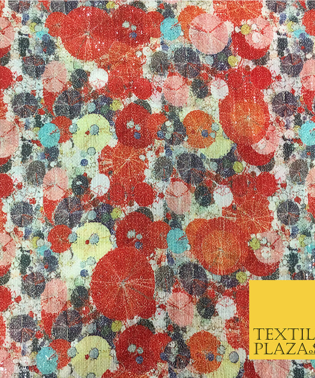PREMIUM Digital Print Art Colour Splash All Over Sequin Fabric - Party Dress-44"