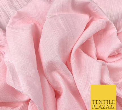 PINK Creased Crinkle Cotton Fabric Material - Crushed Craft Dress 55" 1270