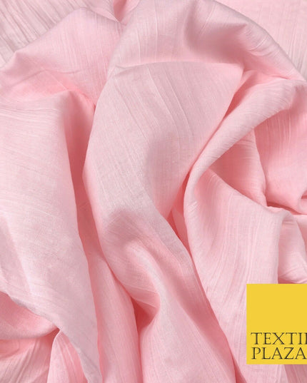 PINK Creased Crinkle Cotton Fabric Material - Crushed Craft Dress 55" 1270