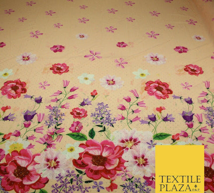 Light Peach Floral Scatter Full Dewdrop Printed Crepe Polyester Dress Fabric2826