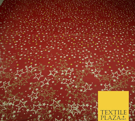 Red Gold Cream Falling Stars Spotted Premium Printed Georgette Dress Fabric 2823